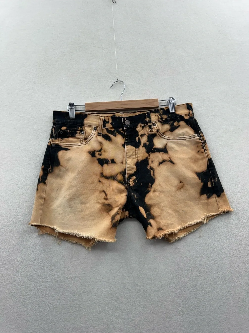 Levi's 513 Mens 33 Shorts Black Tie Dye Denim Cutoff